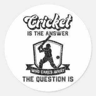 Cricket Funny It's The Answer Graphic For Player 1 Classic Round Sticker