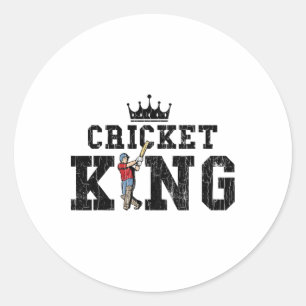 Cricket Funny King Graphic For Player Classic Round Sticker