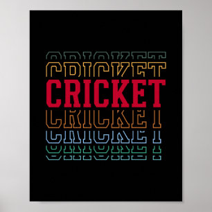 Cricket Funny Layered Text Team Player Coach Youth Poster