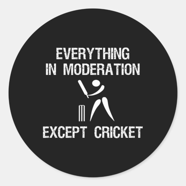 Cricket Game - Funny Moderation - Player  Classic Round Sticker (Front)