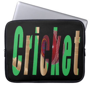 Cricket Game Logo, 15 inch Laptop Sleeve