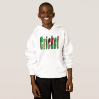 Cricket Game Logo, Boys White Hoodie