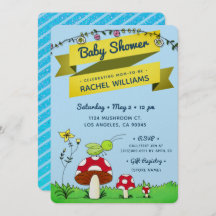 Cricket Garden Glitter Theme Blue Baby Shower Card