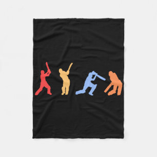Cricket Gifts - Retro Vintage Colors Cricket Playe Fleece Blanket