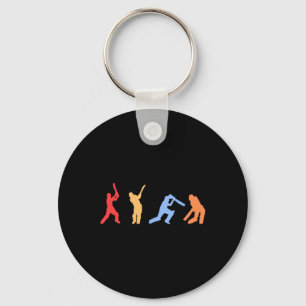 Cricket Gifts - Retro Vintage Colors Cricket Playe Key Ring