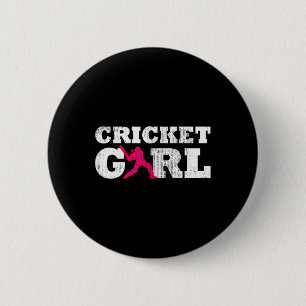 Cricket Girl Player Silhouette Sport Gift 6 Cm Round Badge