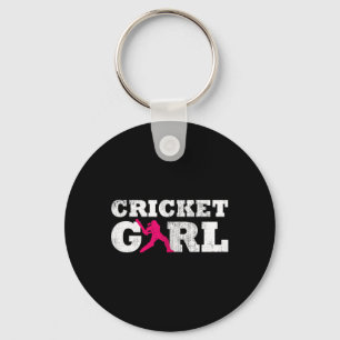 Cricket Girl Player Silhouette Sport Gift Key Ring