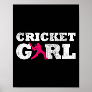 Cricket Girl Player Silhouette Sport Gift Poster