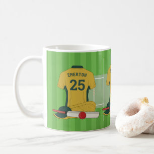 Cricket (gold and green ) fan/player coffee mug