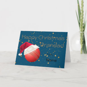 Cricket Grandad Sports Christmas Personalized Holiday Card