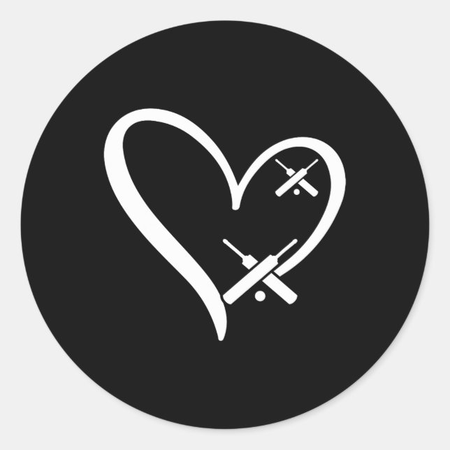 Cricket Heart Cricketing Cricket Player Cricket He Classic Round Sticker (Front)