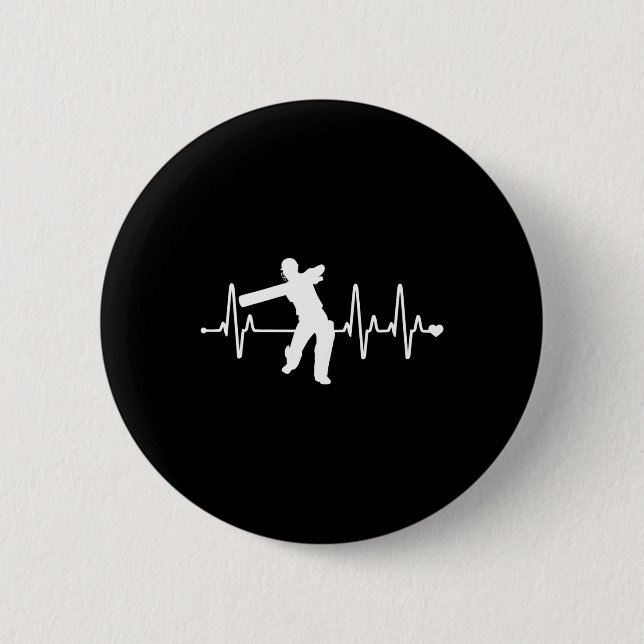 Cricket Heartbeat - Funny Cricketer  6 Cm Round Badge (Front)