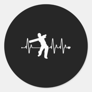 Cricket Heartbeat - Funny Cricketer Classic Round Sticker