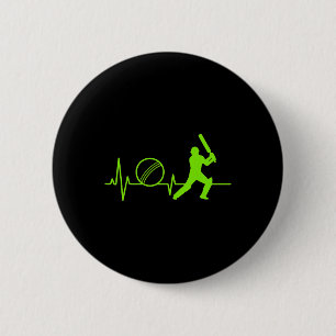 Cricket Heartbeat Tee Pulse Tsman Design For Playe 6 Cm Round Badge