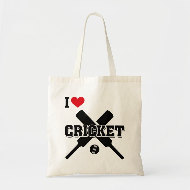 Cricket, I Love Cricket Tote Bag (Front)