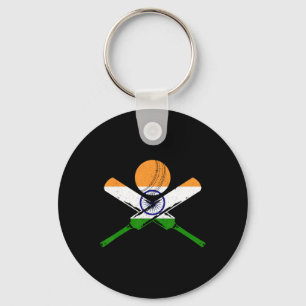 Cricket India Vintage Indian Flag Cricketer  Key Ring