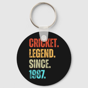 Cricket Legend Since 1987 Retro Birthday  Key Ring