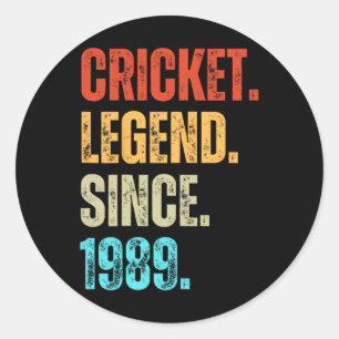 Cricket Legend Since 1989 Retro Birthday  Classic Round Sticker