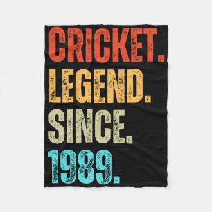 Cricket Legend Since 1989 Retro Birthday Fleece Blanket