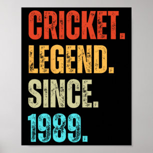 Cricket Legend Since 1989 Retro Birthday  Poster