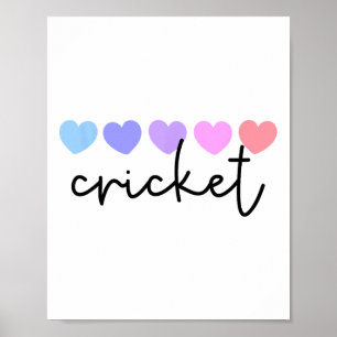 Cricket Lover Heart Women Girls Or Mom  Poster
