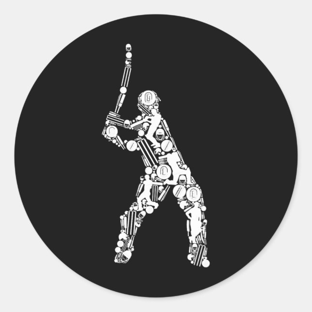Cricket Men Cricket Player 1  Classic Round Sticker (Front)