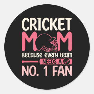 Cricket Mom Design Women Cricket Helmet Classic Round Sticker