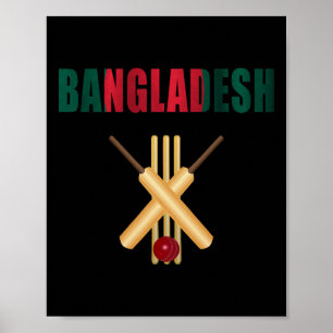 Cricket Ngladesh Flag T Ll Wicket Poster
