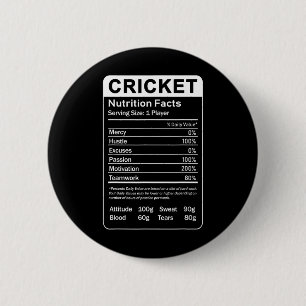 Cricket Nutrition Facts Sarcastic Player 6 Cm Round Badge