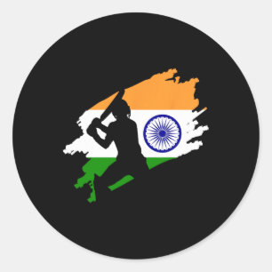 Cricket Patriotic India Sports Jersey Gift Women G Classic Round Sticker