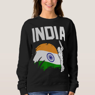 Cricket Patriotic Indian Players Flag Of India Sweatshirt