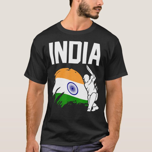 Cricket    Patriotic Indian Players  Flag Of India T-Shirt (Front)