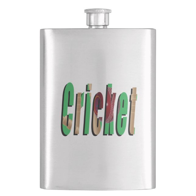 Cricket Picture Logo, Classic Hip Flask (Front)
