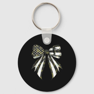 Cricket Player 4th Of July American Flag Camouflag Key Ring