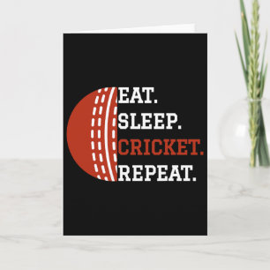 Cricket Player Apparel Eat Sleep Cricket Repeat Card