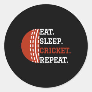 Cricket Player Apparel Eat Sleep Cricket Repeat Classic Round Sticker