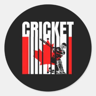 Cricket Player Canadian Flag Classic Round Sticker
