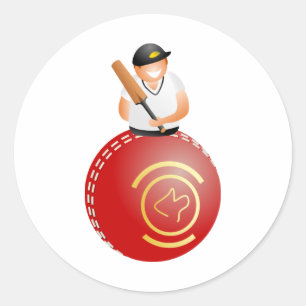 Cricket Player Classic Round Sticker