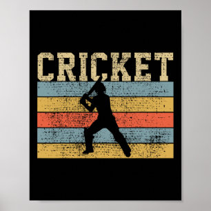 Cricket Player Coach Sports Retro Vintage Gift Poster