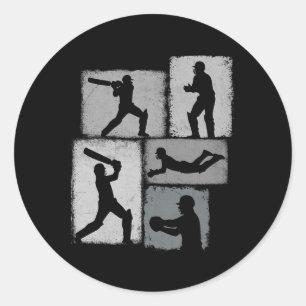 Cricket Player Collage Men Women Cricketer Coach Y Classic Round Sticker