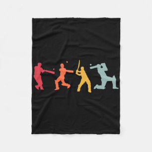Cricket Player Cricket Sport Vintage Cricket 3 Fleece Blanket