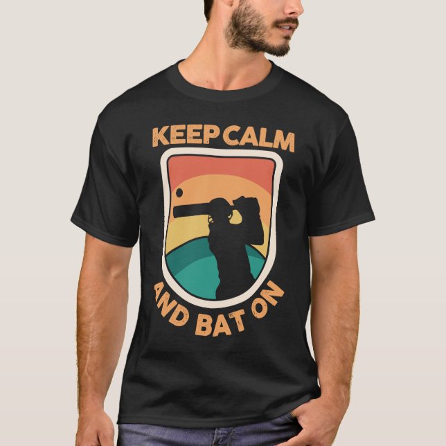 Cricket Player Cricketer Athlete Keep Calm And Bat T-Shirt (Front)