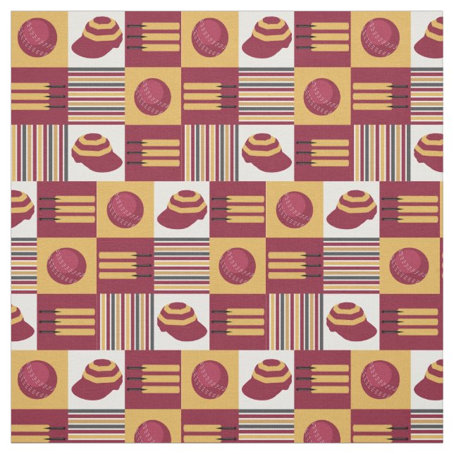Cricket Player Cricketer Bats and Balls Patterned Fabric (Swatch)
