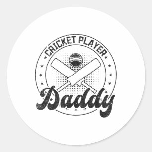 Cricket Player Daddy Classic Round Sticker