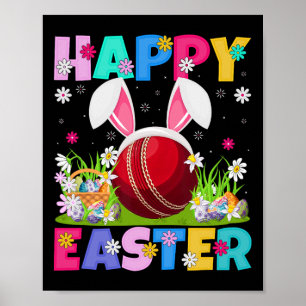 Cricket Player Easter Egg Hunt Bunny Ear Cricket L Poster
