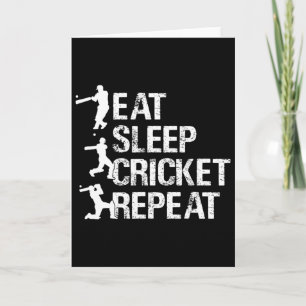 Cricket Player - Eat Sleep Cricket Repeat - Cricke Card