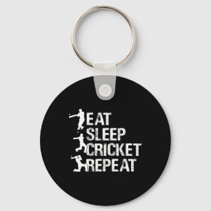 Cricket Player - Eat Sleep Cricket Repeat - Cricke Key Ring
