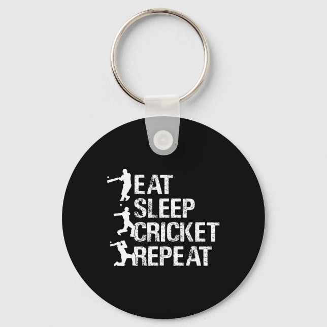 Cricket Player - Eat Sleep Cricket Repeat - Cricke Key Ring (Front)