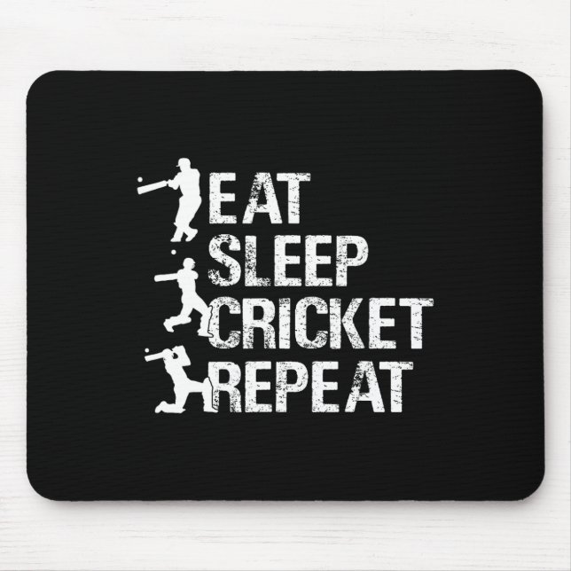 Cricket Player - Eat Sleep Cricket Repeat - Cricke Mouse Pad (Front)