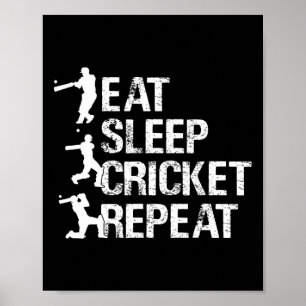 Cricket Player - Eat Sleep Cricket Repeat - Cricke Poster